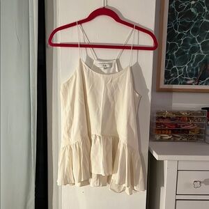 Tibi Cream Ruffle Hem Top